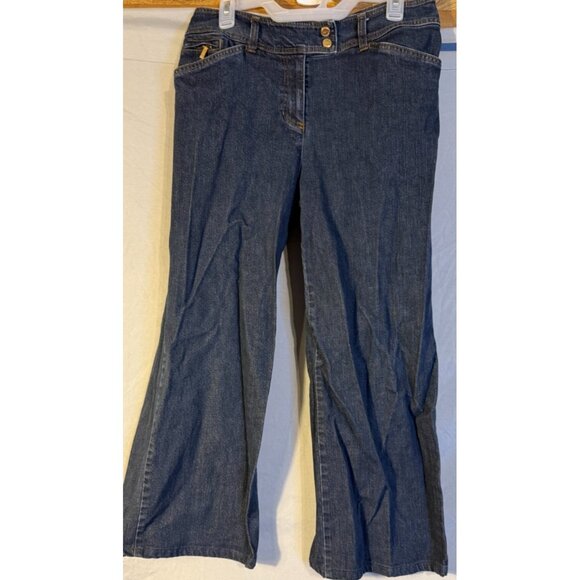 Jones New York Trouser Style Wide Leg Stretch Jeans Womens Size 14 - Picture 1 of 3